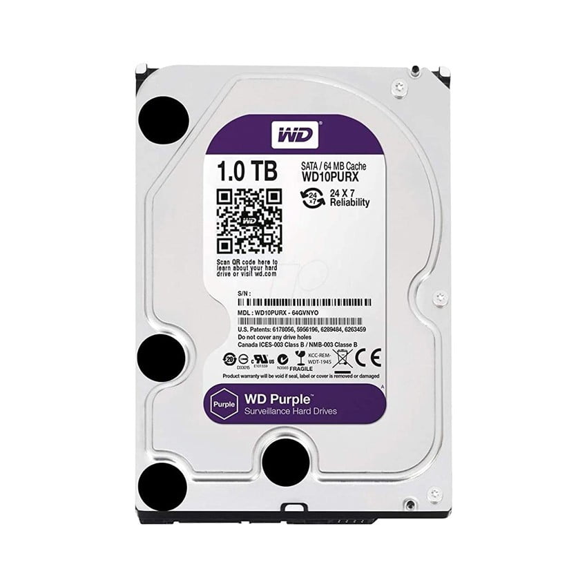 HDD Western Purple 1TB 3.5 inch 5400RPM, SATA3 6Gb/s, 64MB Cache