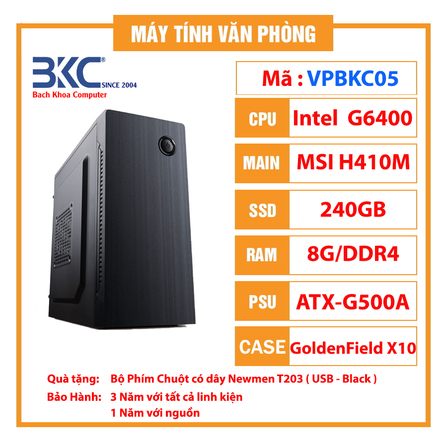 Máy Tính Văn Phòng VPBKC05 – ( Intel G6400 / H410 / 8GB DDR4 / SSD 240GB )
