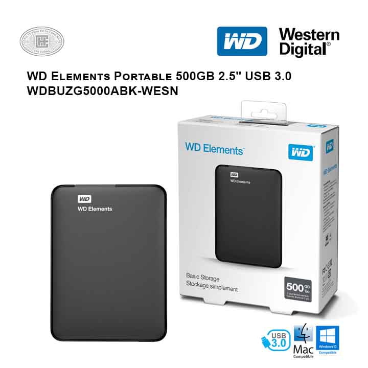 Ổ cứng di động HDD Western Digital Elements Portable 500GB 2.5" USB 3.0 - WDBUZG5000ABK-WESN