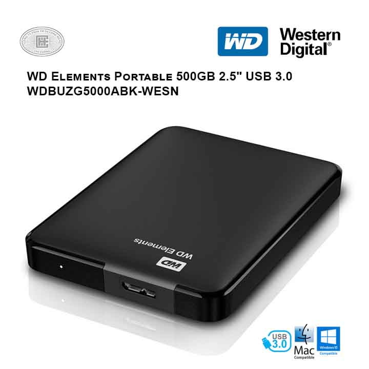 Ổ cứng di động HDD Western Digital Elements Portable 500GB 2.5" USB 3.0 - WDBUZG5000ABK-WESN